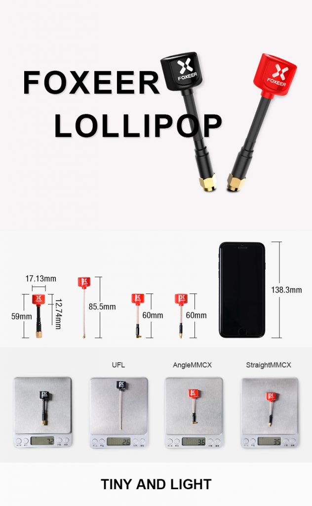 Foxeer Antena Lollipop V2 5.8G (2 Piezas)